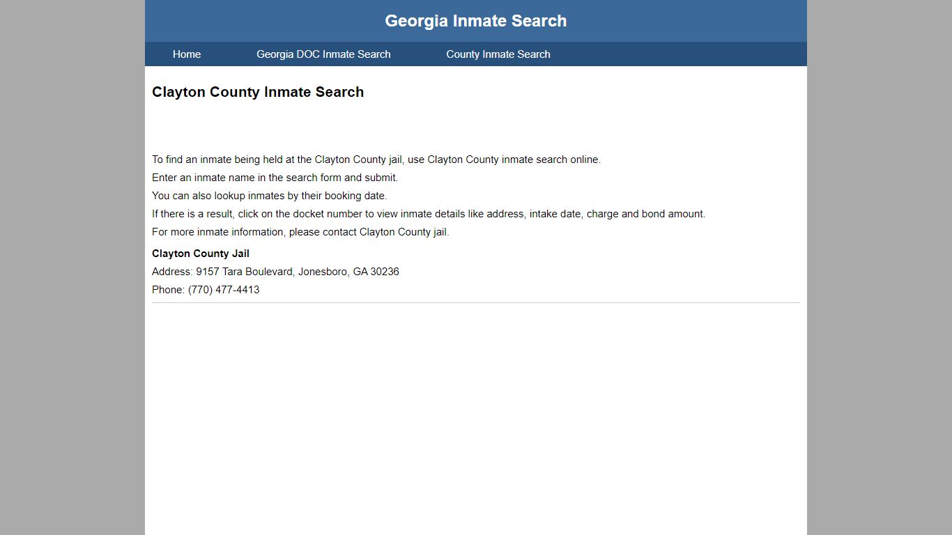 Clayton County Jail Inmate Search